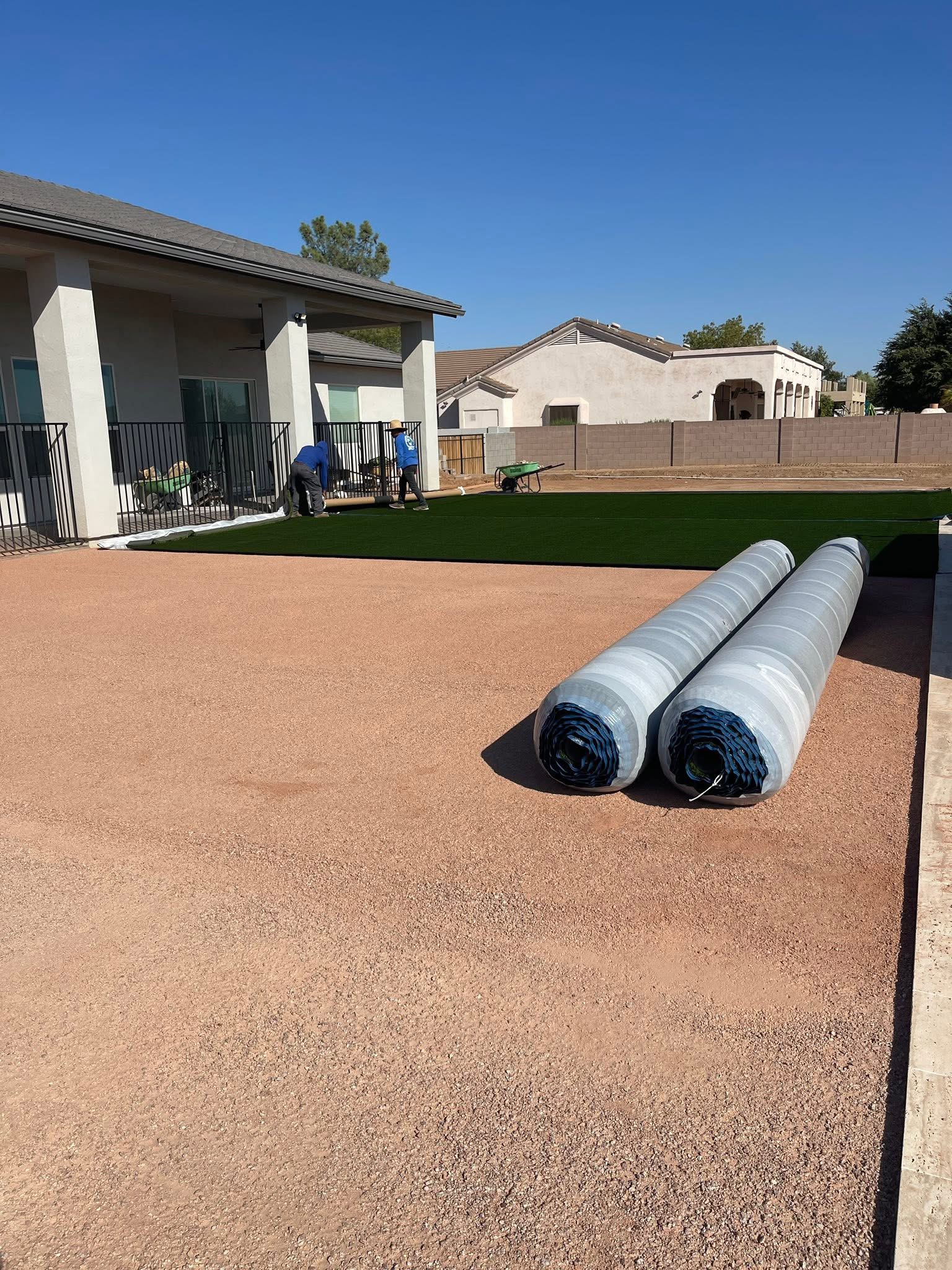 Large backyard turf install in progress